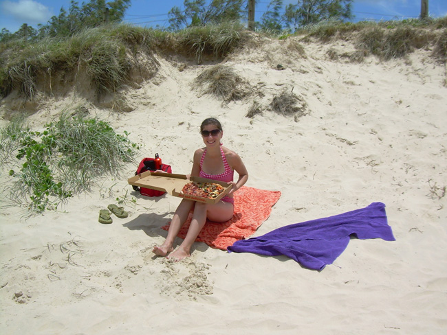 Somar with Pizza on Coolum Beach
